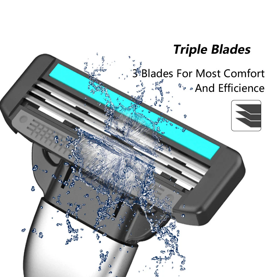 China Shaving Razors Manufacturers Trade 3 Blade Men Metal Razor with Cartridges