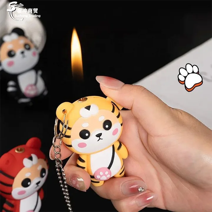 Cool Cute Little Tiger Animal Ghost Open Flame Gas Gighter