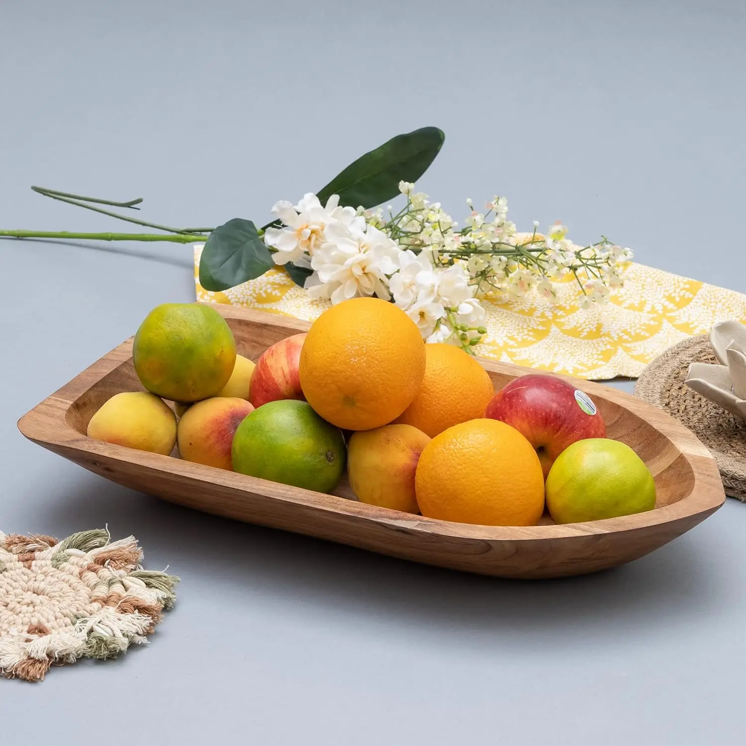 Serving Bowl, Boat Salad Bowl Approx. 40.64cm L x 15.24cm W x 12.70cm H 1478.70ml Capacity (Long Wooden Single)