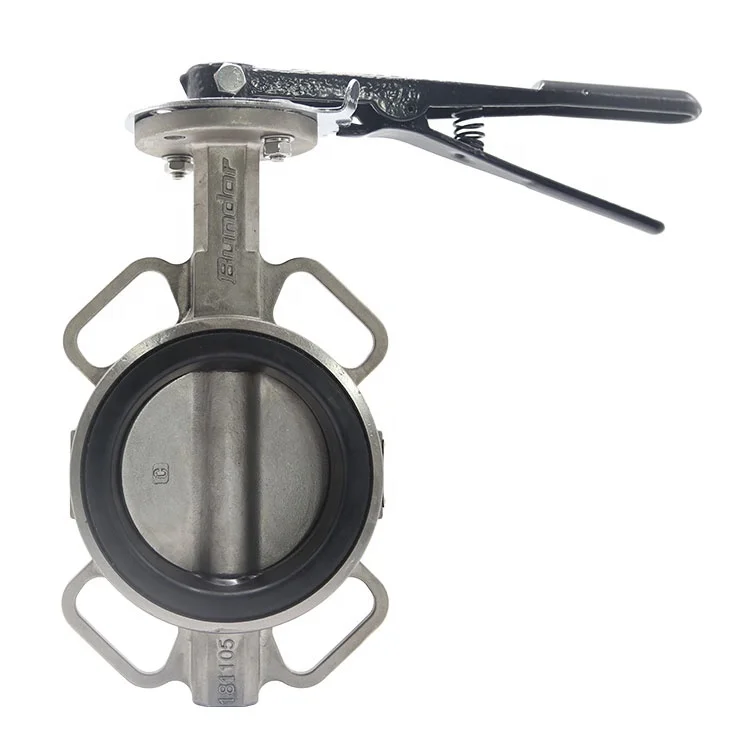 Bundor Class150 DN100 CE EAC ISO TS approved grooved stainless steel wafer butterfly valve