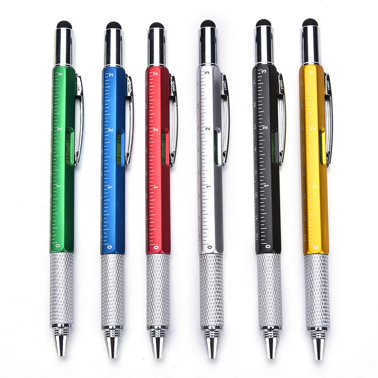 Promotional plastic metal 6 in 1 tool pen phone stand ballpoint stylus pen,pen for mobile holder