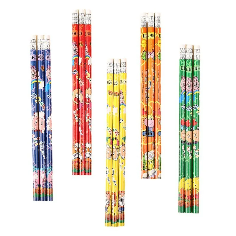 Pencil wholesale sketching  drawing writing pens  learning stationery elementary school students  prize round pole cartoon