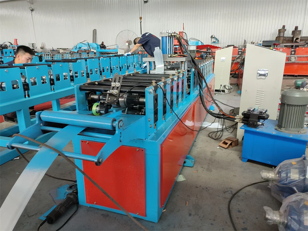 Aluminum Steel Door Frame Making Machine Full Automatic hinges punching Cutting and frame roll forming Producing Line