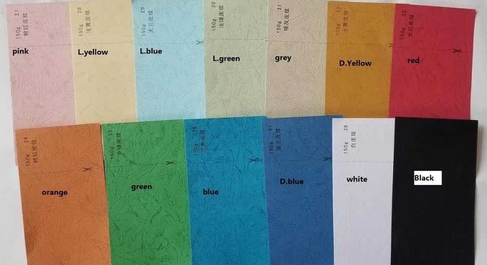 
coloured A4 paper binding covers leather grain 