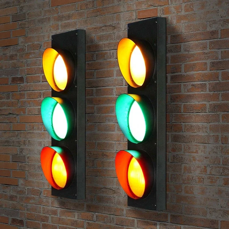 Remote Control Traffic Light Wall Light Retro Industrial Wall Lamp With Remote Control 3 Light