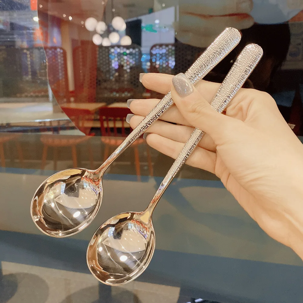 Luxury Restaurant Hotel Cutlery Set Silver Metal Stainless Steel 304 Dinner Spoon Fork Knife Flatware with Hammer Pattern Handle