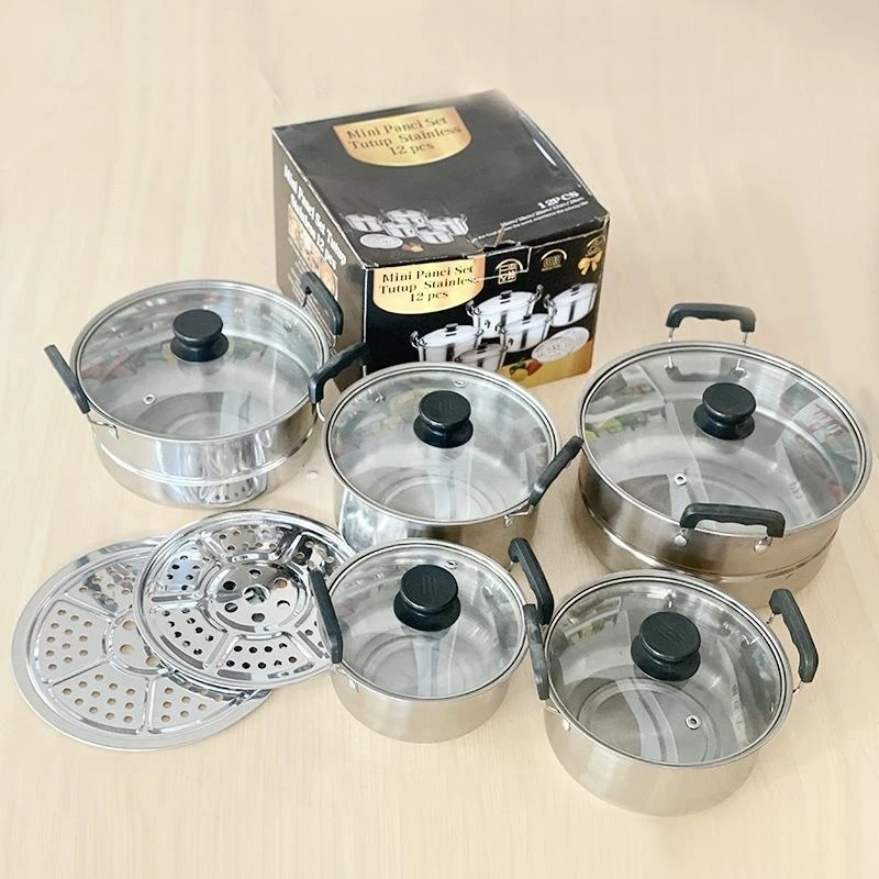 Hot Sale 10 pieces Stainless Steel Cooking Soup Pot Set Cookware Set Induction Kitchen Cooking Pot Set