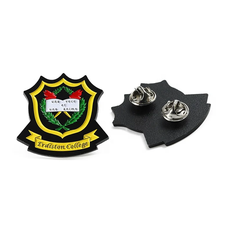 20-Years Supplier Factory Lapel Pins Customized Hard Soft Enamel Pin Badge 3D Zinc Alloy Metal Erdiston College Pins for Clothes