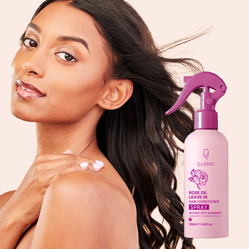 Qquaker Private Label Rose Water Anti Frizz Smoothing Leave In Hair Conditioner Spray Hair Care Products
