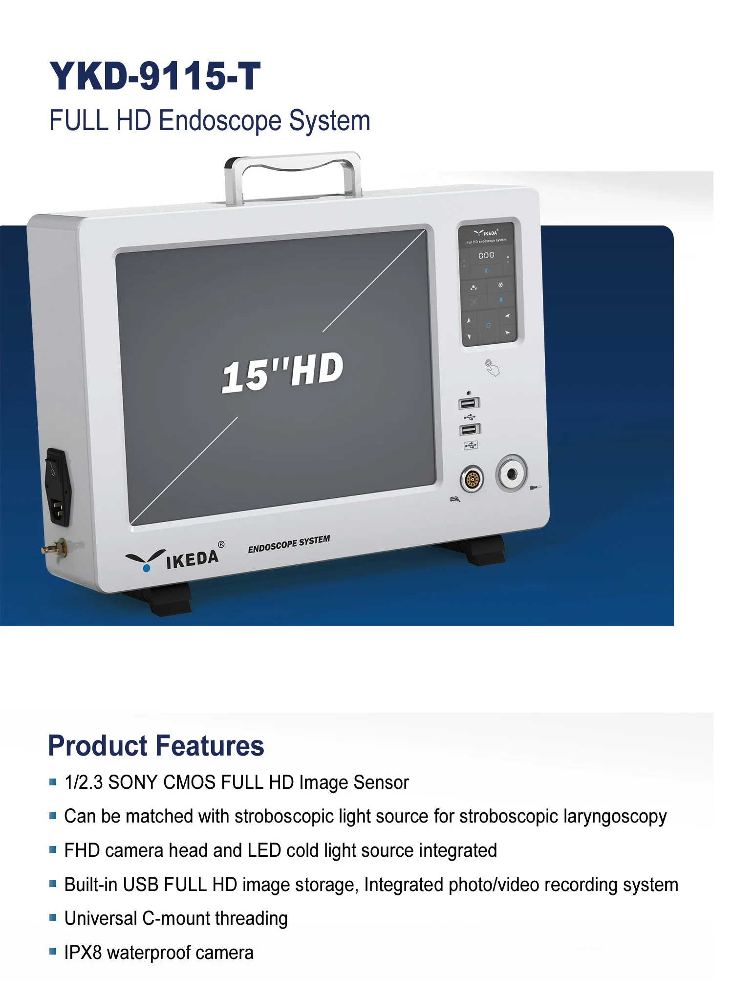 Yikeda Endoscope Portable Full HD Endoscope Camera for Medical Camera 9119T IKEDA