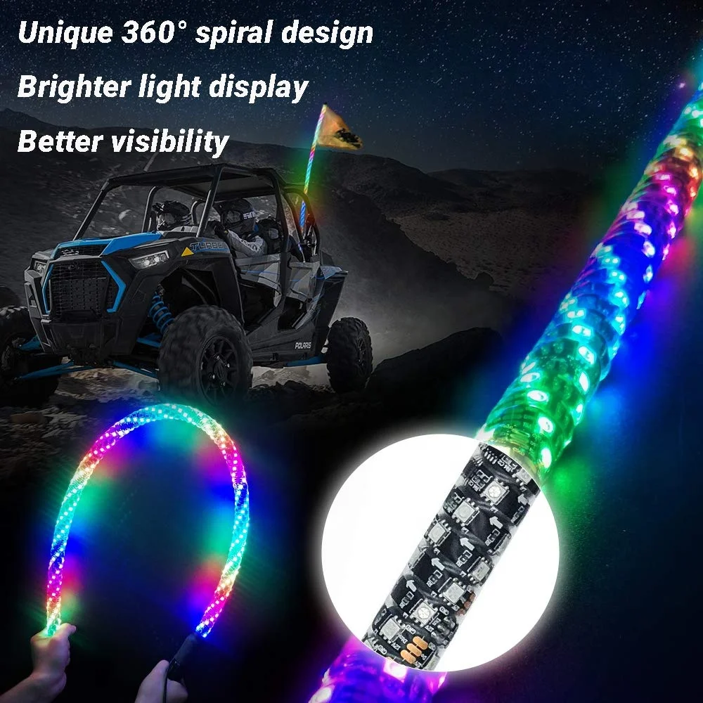 Quick Release 4 5 6 ft Dream Dancing Color Phone App Control Led Whip Light Antenna for ATV UTV Buggy RZR