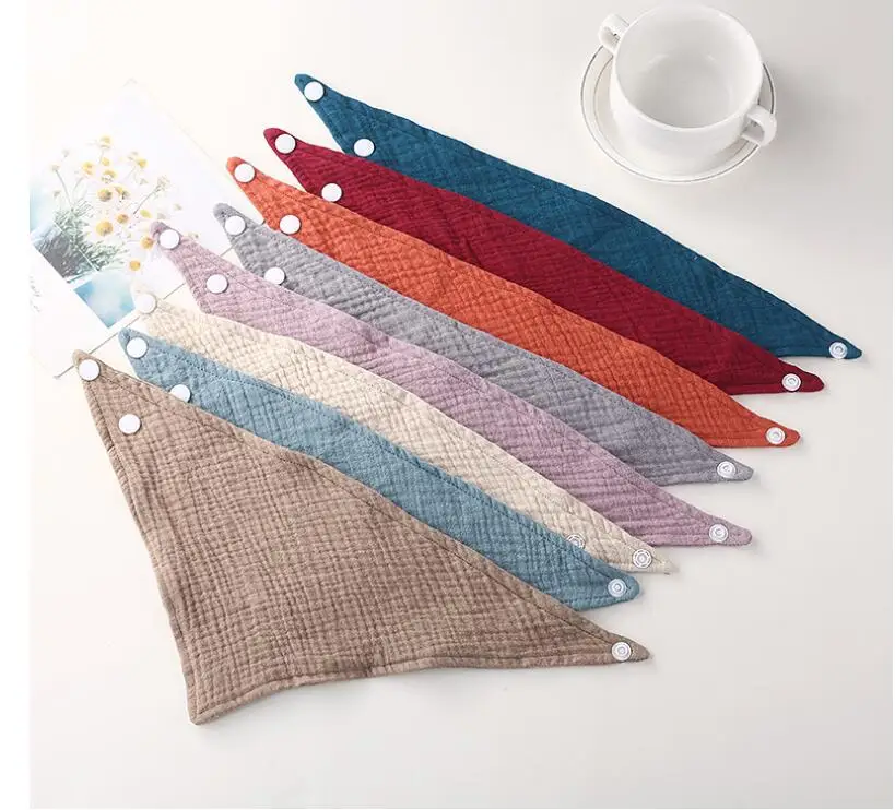 Wholesale  Organic Natural Cotton Baby Bib High Quality Custom Muslin Baby Bandana Bibs Infant Drool Bib with Snaps