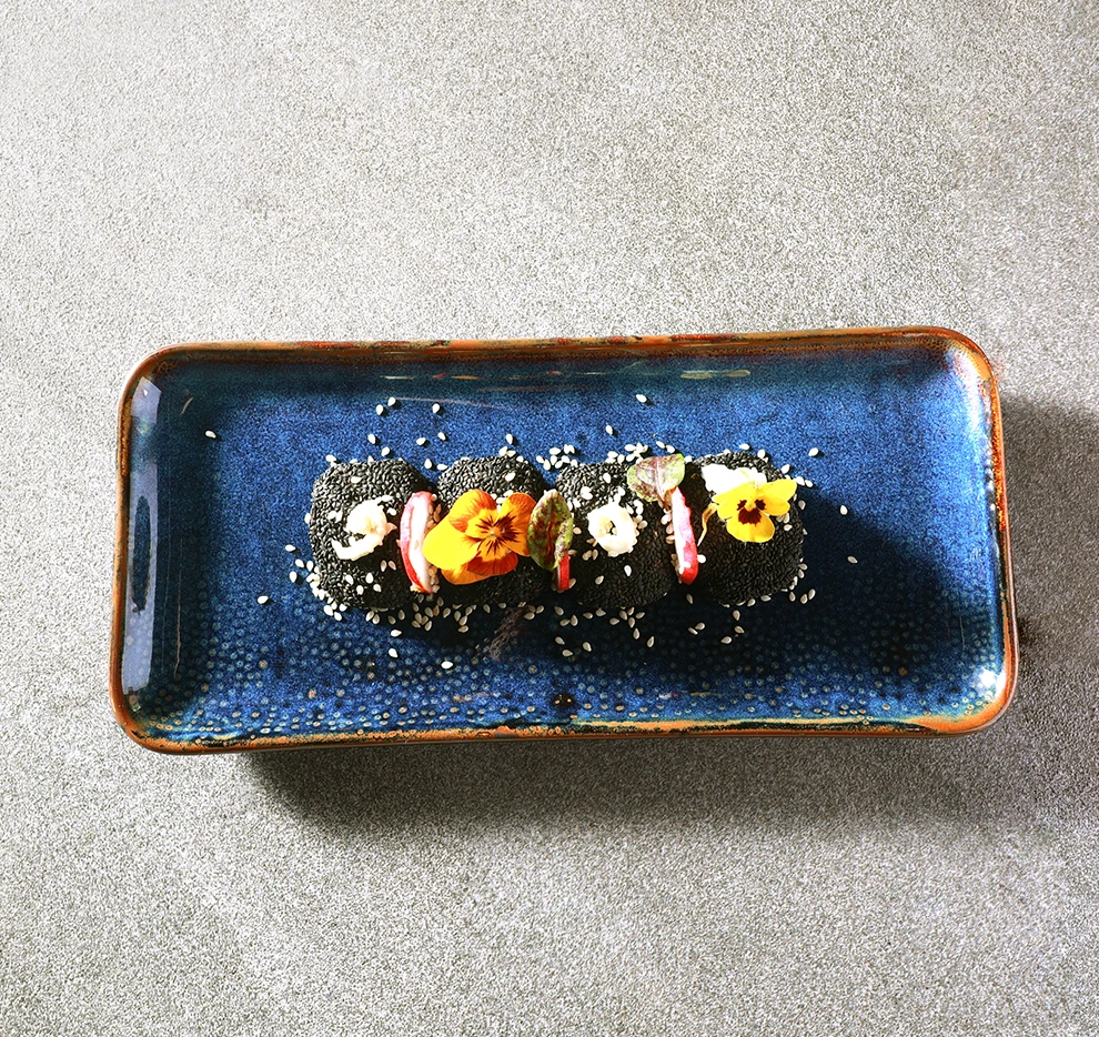 Керамическая посуда южнокорейские тарелки для суши фарфоровые причудливые синие реактивные пижамы