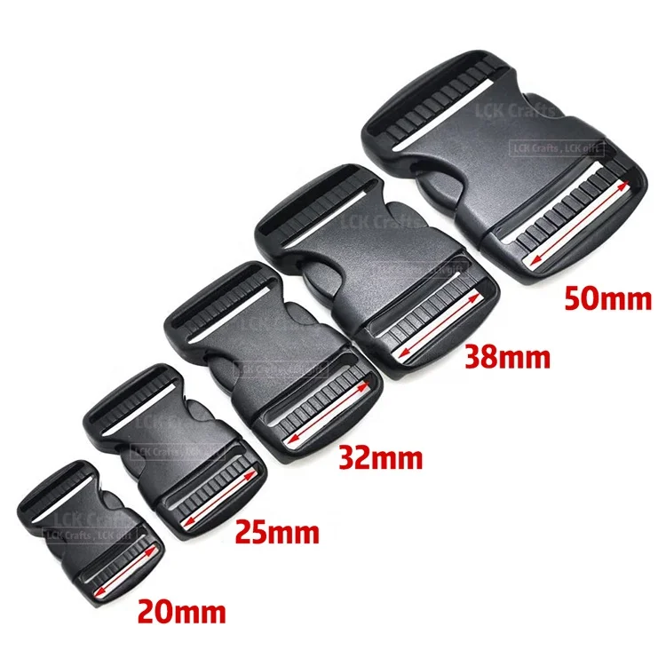1 inch Black Plastic Buckle Clips Heavy Duty Dual Adjustable 25mm Quick Release Buckle