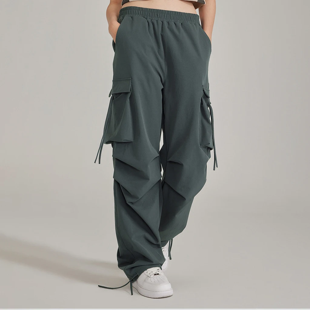 Summer Male Coton Snow Pants Baggy Cargo Multi Pocket Straight Legged Pants trouser Wide Custom Nylon Parachute Pants Men Street