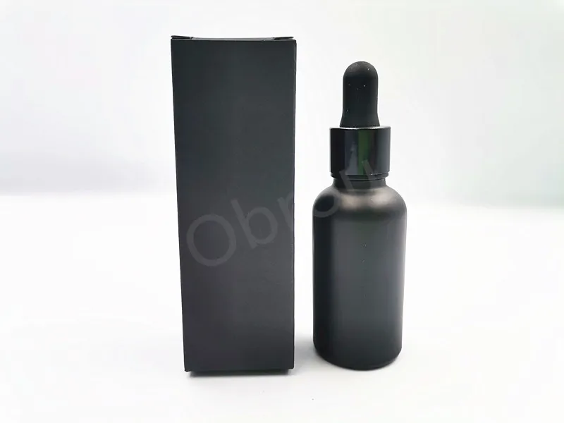 30 ml amber glass tincture bottle with black dropper 30ml matte black essential oil glass dropper bottle with packing box
