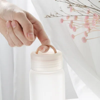 Orange Gemstone Custom Logo Transparent Frosted Water Glass Bottle Spring