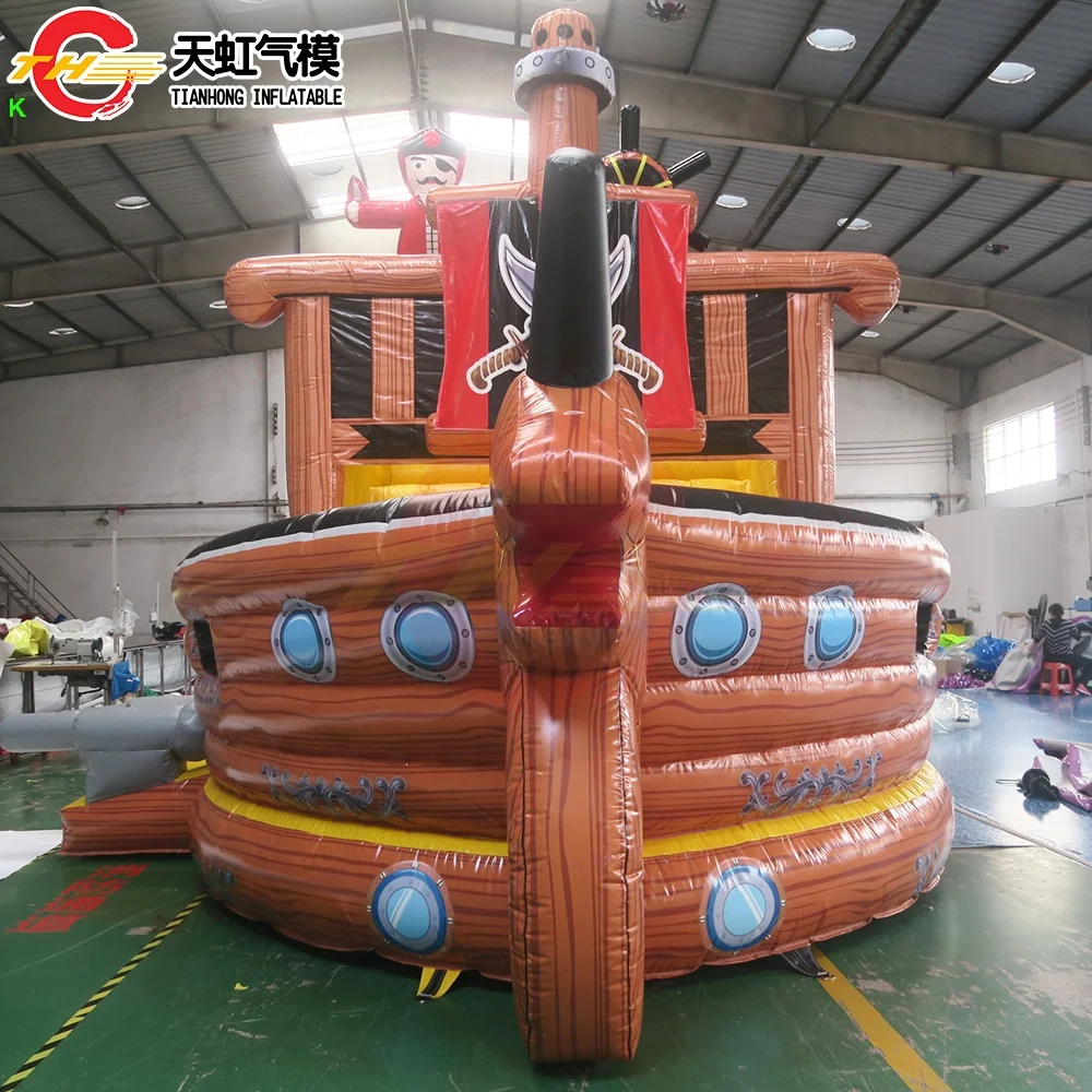 Free Door Shipping 7x4x5mH inflatable pirate ship slide pirate boat bouncer slide for jump and climb