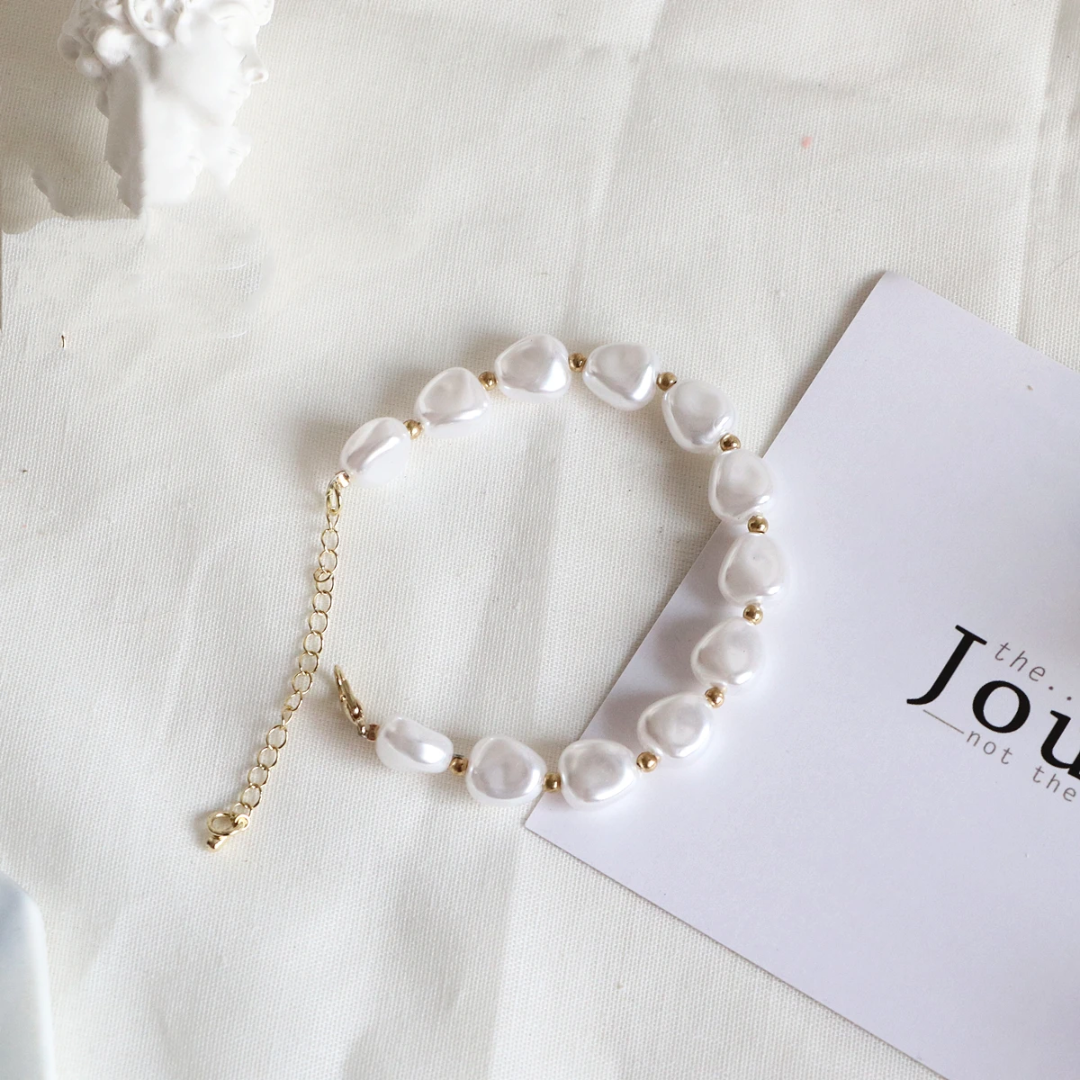 JUHU Man-Made Pearl Acrylic Bracelet For Women Simple Wedding Jewelry