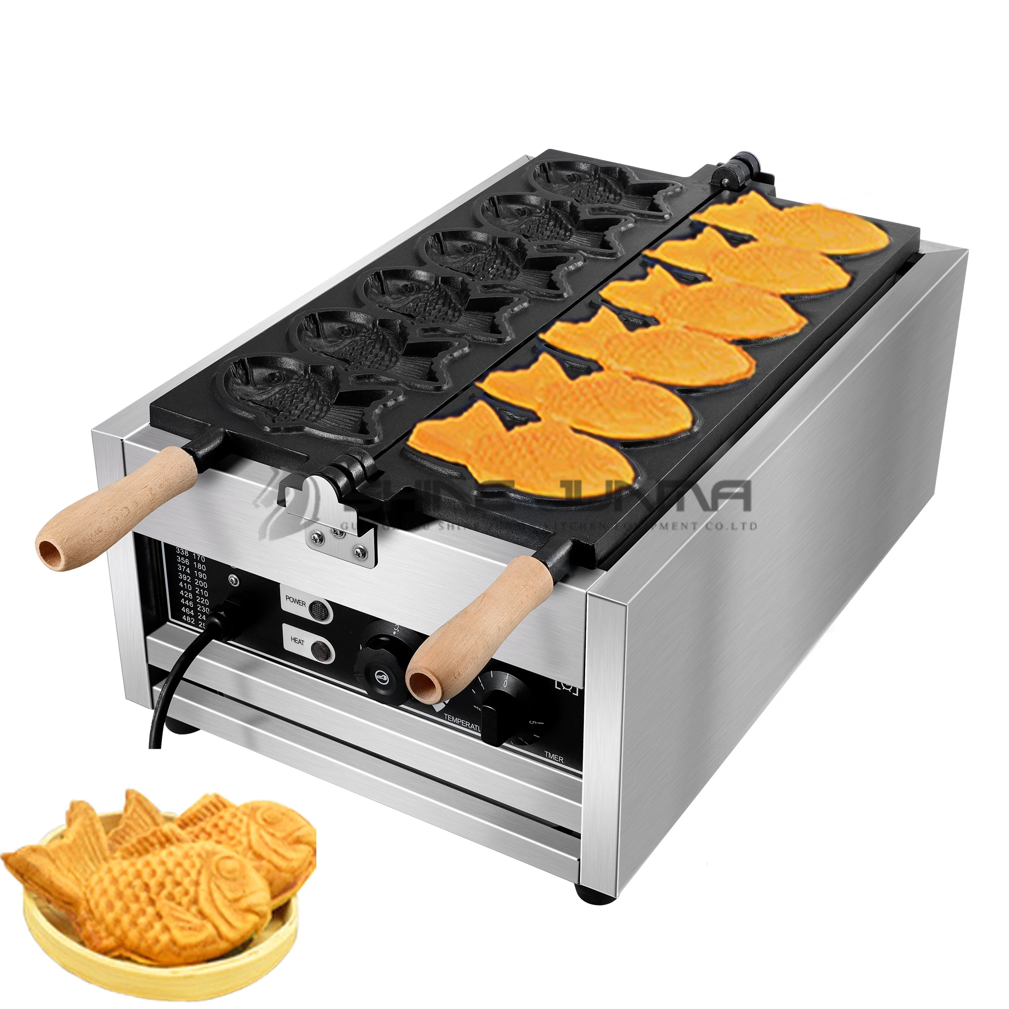 Electric Ice Cream Waffle Japanese Fish Shape Taiyaki Ice Cream Machine 5 Taiyaki Machine Commercial Taiyaki Baking Machine