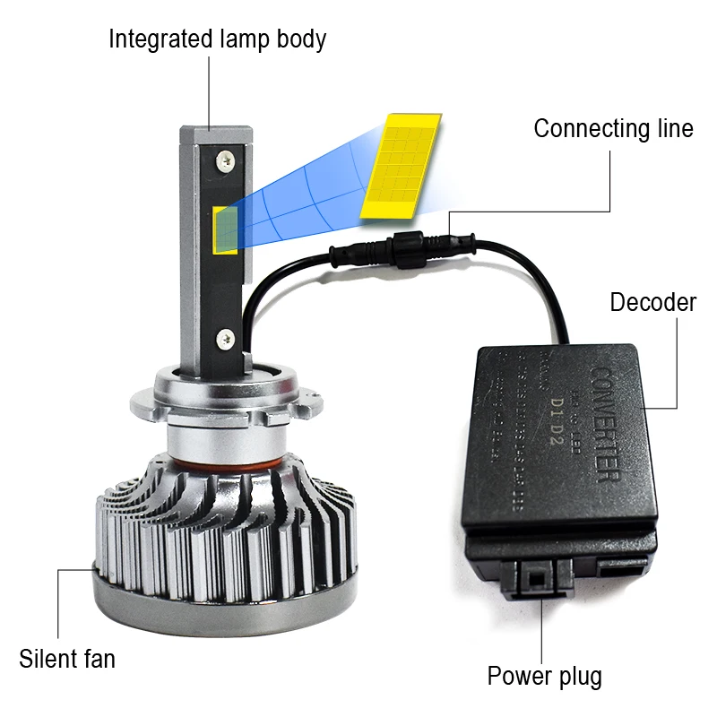 Conpex Universal D1S D2S 100W Super bright Aluminum Housing Csp Chip Auto Led Headlight Bulb Waterproof IP68 Led Headlamp