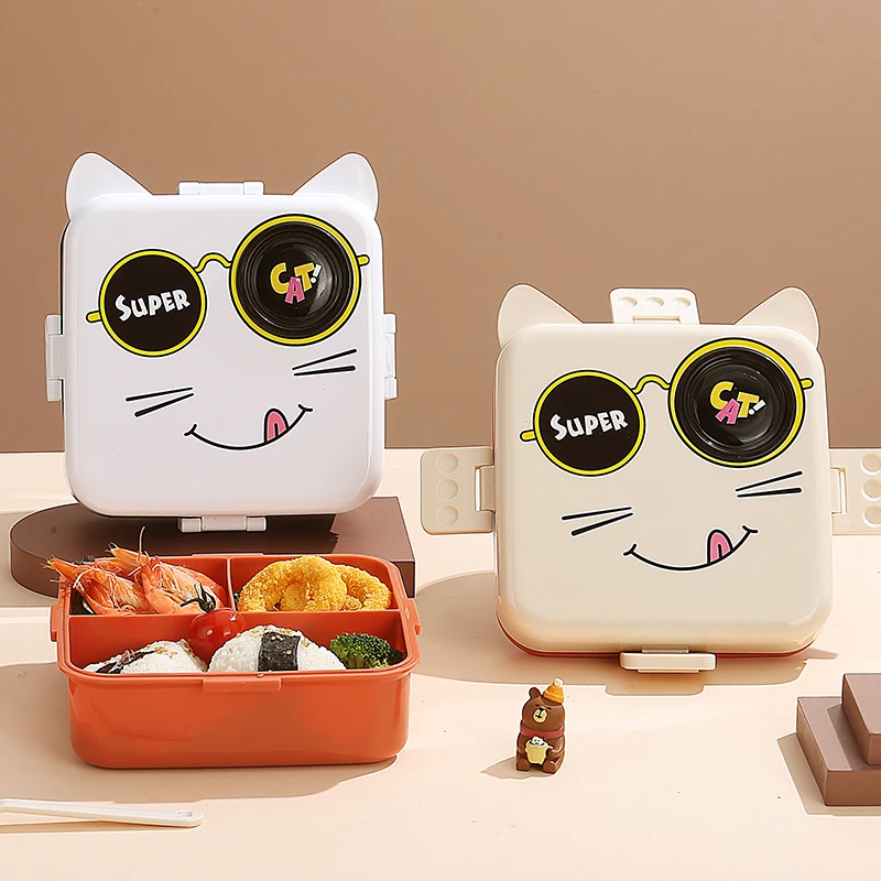 Bento Lunch Box Square Food Container Design Plastic Children Cartoon Food Packing Shantou Hot Selling Plastic Boxes for Lunch