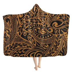 Polynesian Tribe Printing Custom Mantas Nordicas Blankets Manufacturers Hooded Winter Blanket