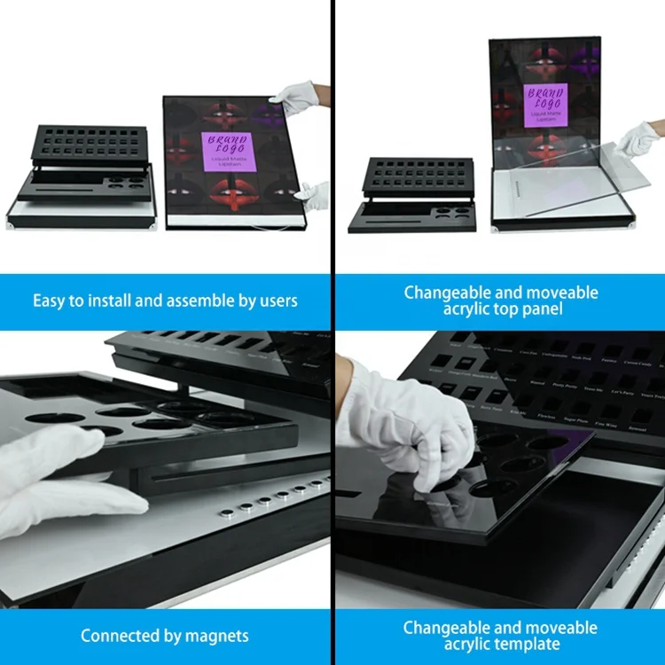 APEX Countertop Led 27 Slots Custom Lipstick Display For Store