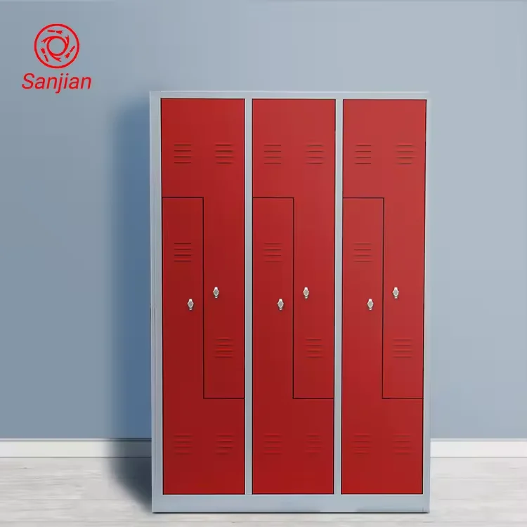different colour steel iron almirah design  Z-shaped gym steel closet luggage storage locker changing clothes storage cabinet