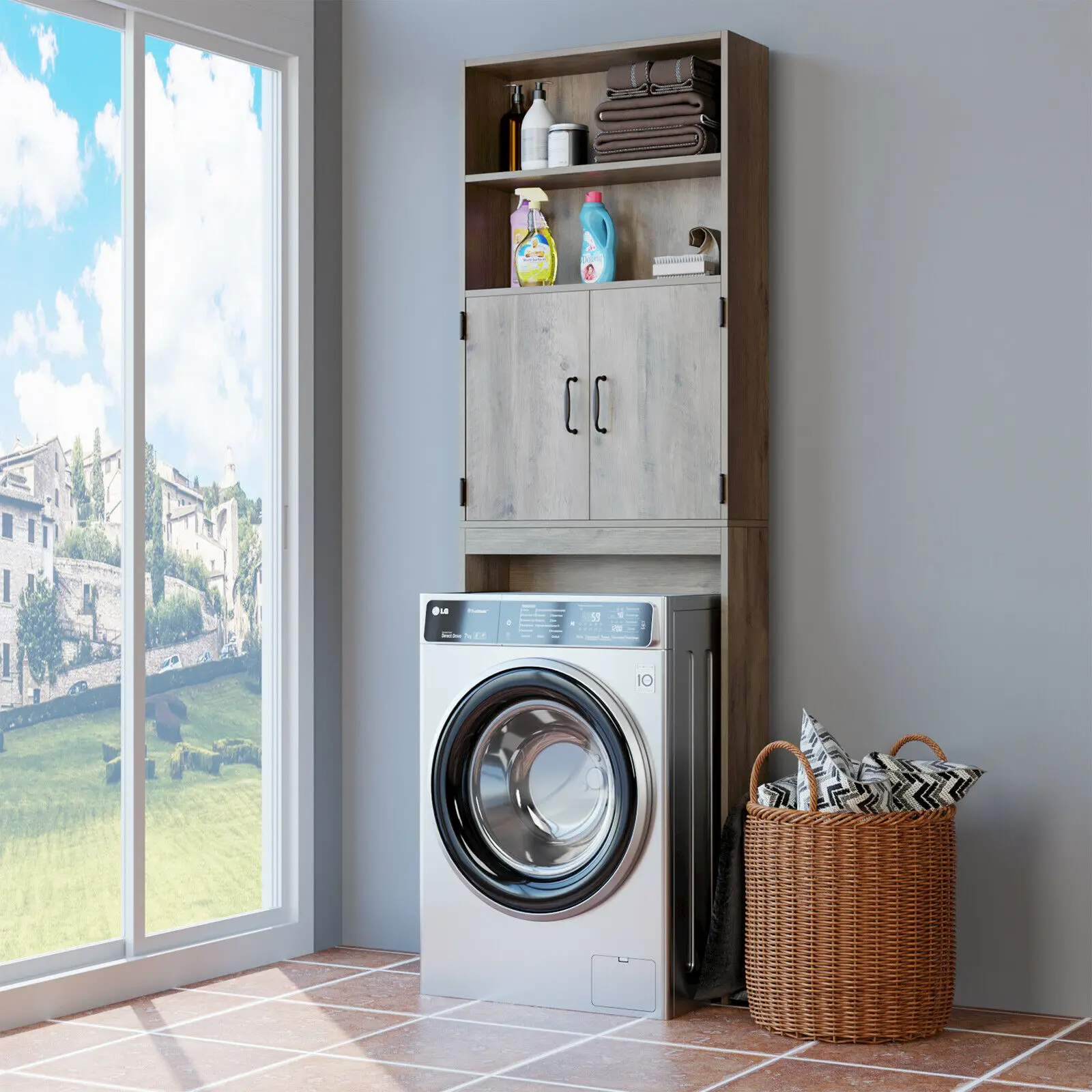 Bathroom Organizer Shelves over Toilet Storage Cabinet Washing Machine Cabinet