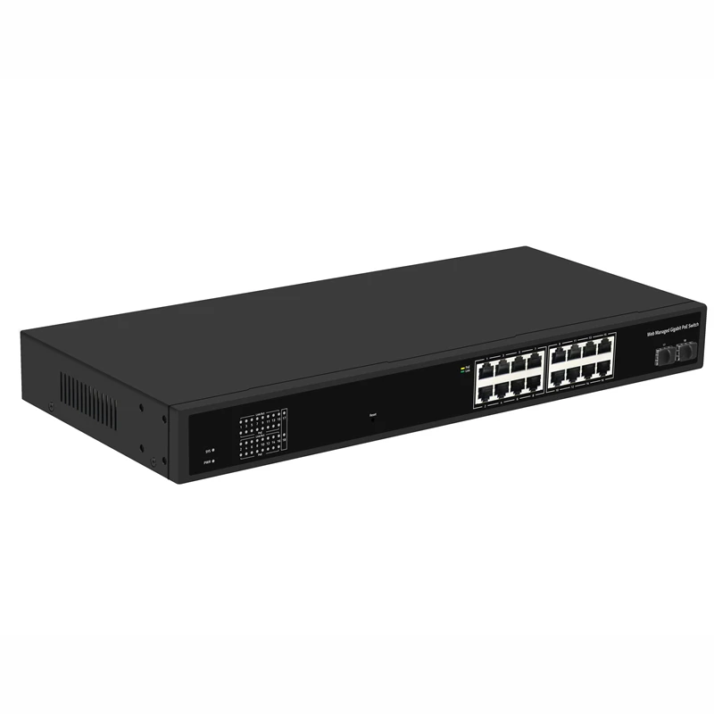 New 2024 Easy Smart 16 ports Web Managed gigabit poe switch with 2 ports SFP uplink