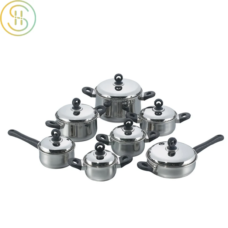 OEM factory kitchen induction 12pcs belly shape cookware set for home cooking