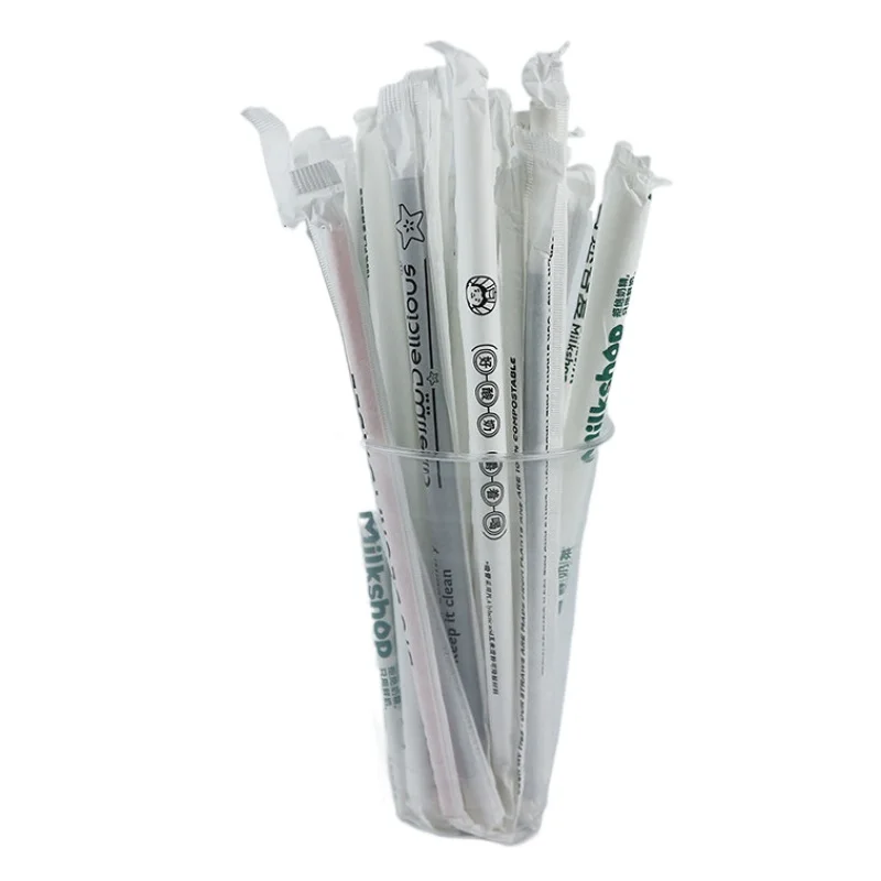 Disposable degradable single packaging straw can customized wholesale PLA straw
