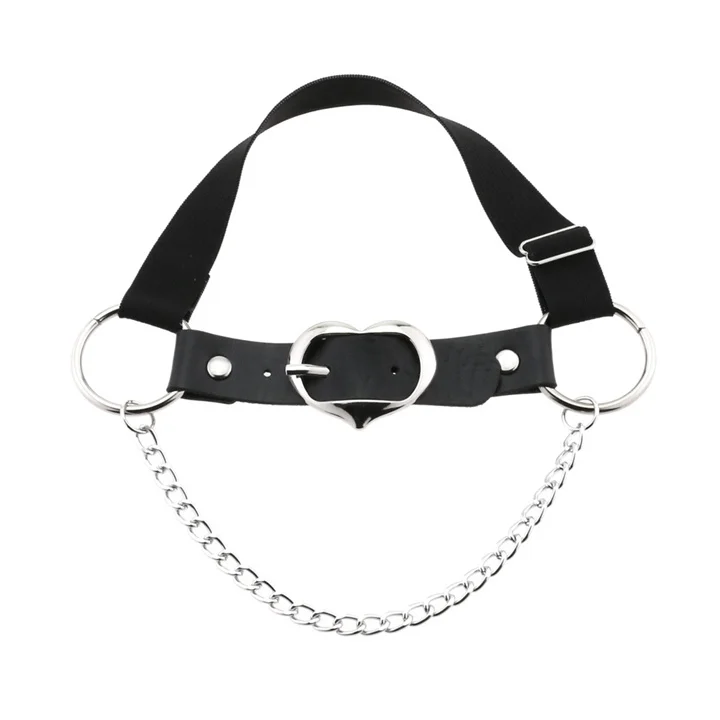 Girls Gothic Punk Peach Heart Chain Leather Thigh Ring Personality Temperament  Adjustable Elastic Leg Garter Belt