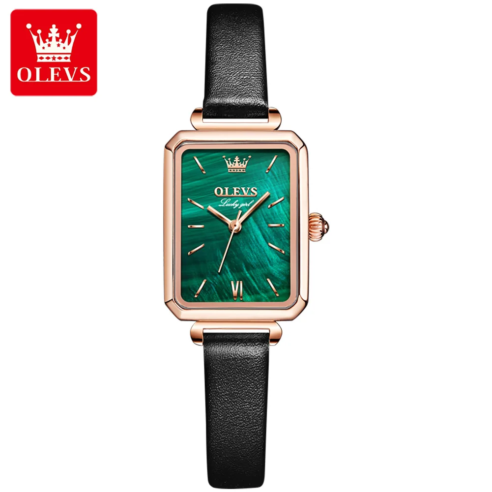 OLEVS 6624 OEM индивидуальный минималистичный дизайн модные женские часы из натуральной кожи ремешок нержавеющей стали квадратные кварцевые