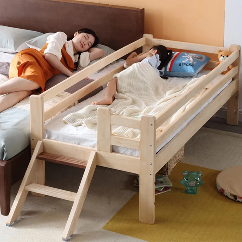 Safety Natural Simple Solid Wood Removable Guardrail Home Bedroom Preschool Furniture Toddler Bed Baby Bed Baby Crib