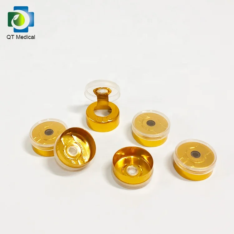 GMP CE Certified 20mm Golden  Injection Pharmaceutical Aluminum Plastic Tear Off Caps