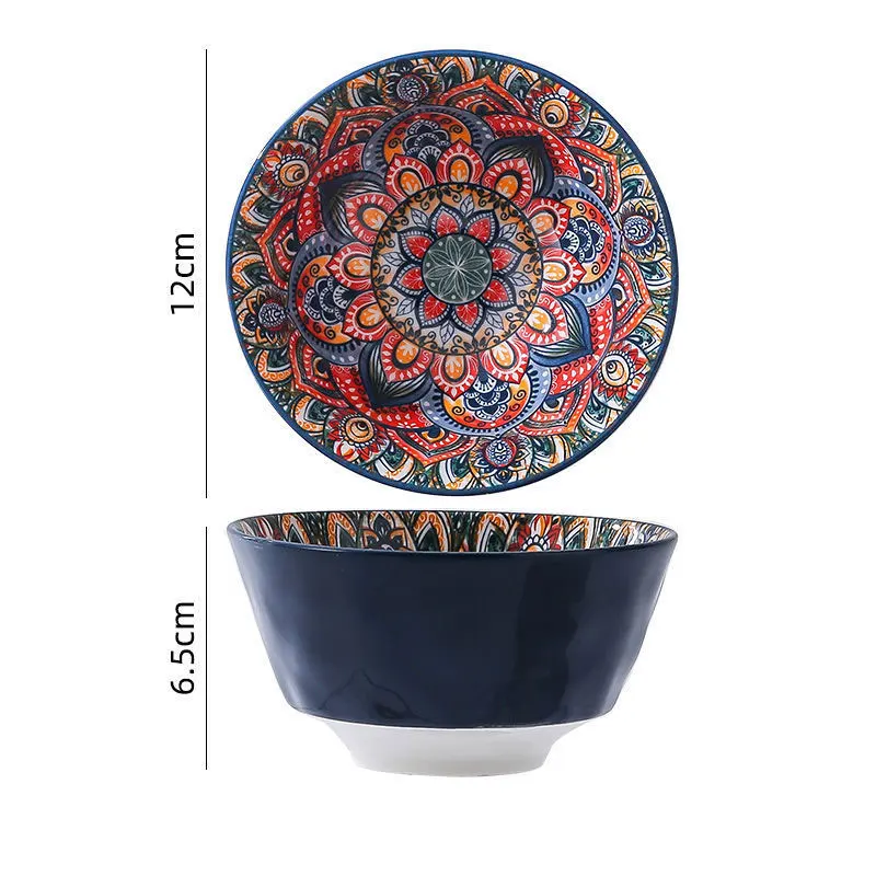 Bohemian Retro Dishes and Bowl Tableware Set Household Baking Tray Assorted Dishes ceramic Bohemian tableware Boiled fish bowl