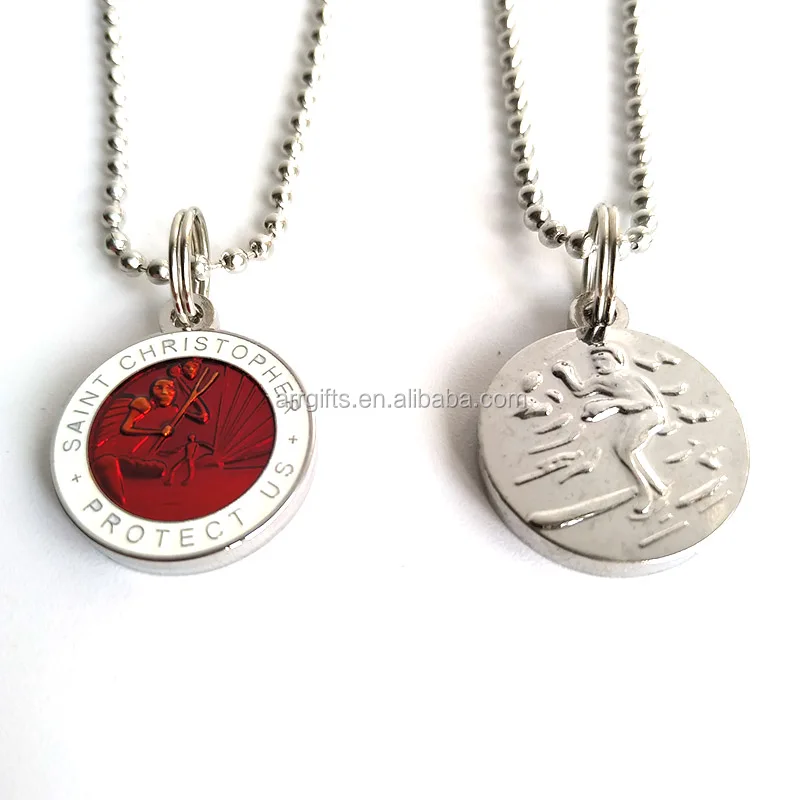 Hotsale Ready To Ship Custom enamel metal engraving saint st. christopher surf medal pendants