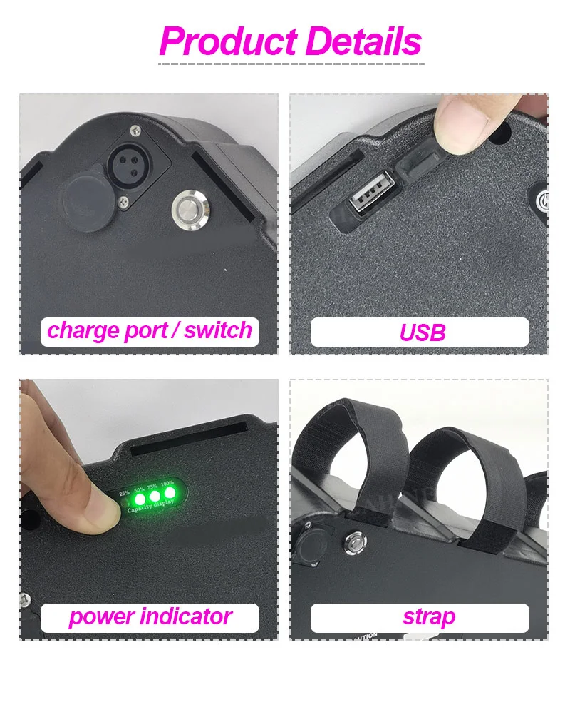36v 48v 52v 60v 72v Ebike треугольная аккумуляторная батарея 20ah 25ah 28.8ah 29ah 30ah E bike литиевая для 350-3000w Bike