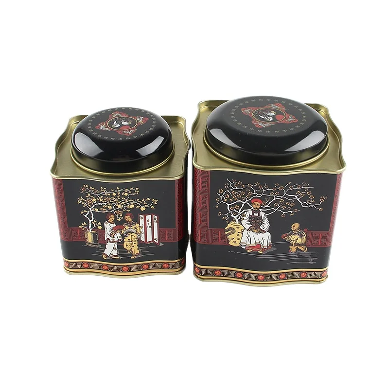 Chinese Design Style Tin Tea Canister Packing Tins For Tea With Small Lids