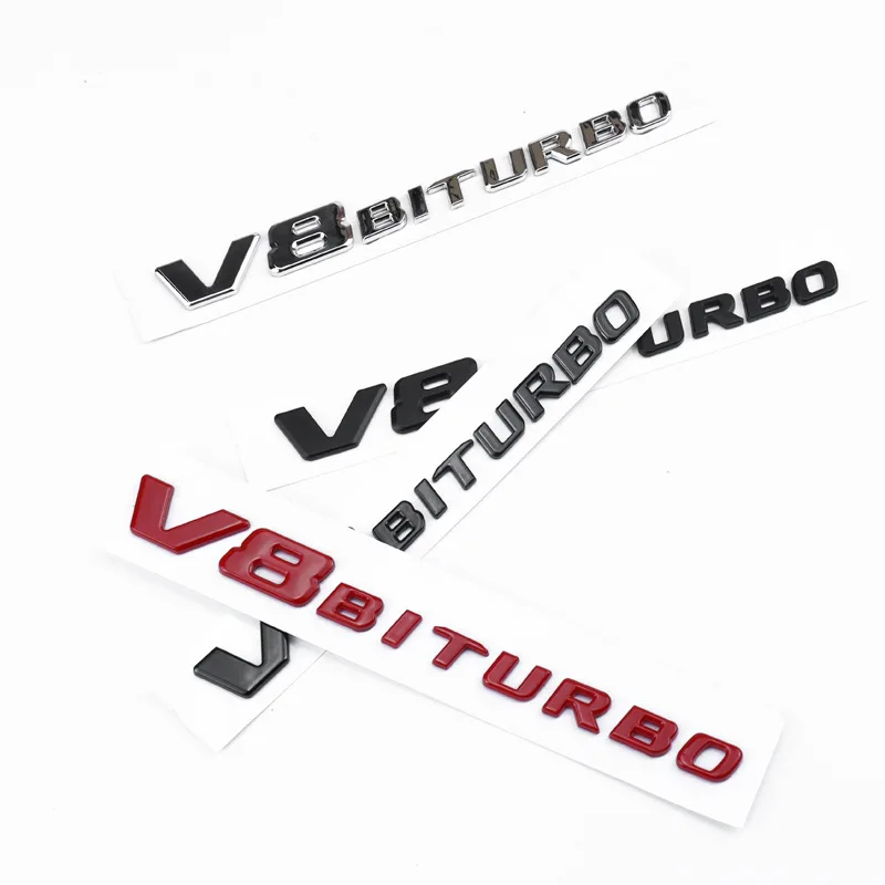 3D ABS Letters Car Styling Fender Side Logo V8 BITURBO Emblem Badge For Mercedes C63 G63 E63 S63 W222 W223 W205 W204 Accessories
