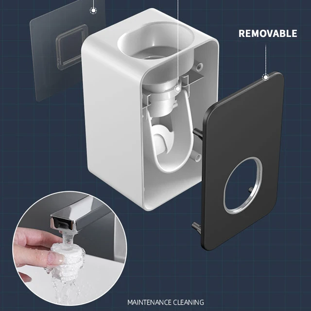 Hole-Free Automatic Toothpaste Dispenser Toothbrush Holder Bathroom Wall Mount Toothpaste Squeezers