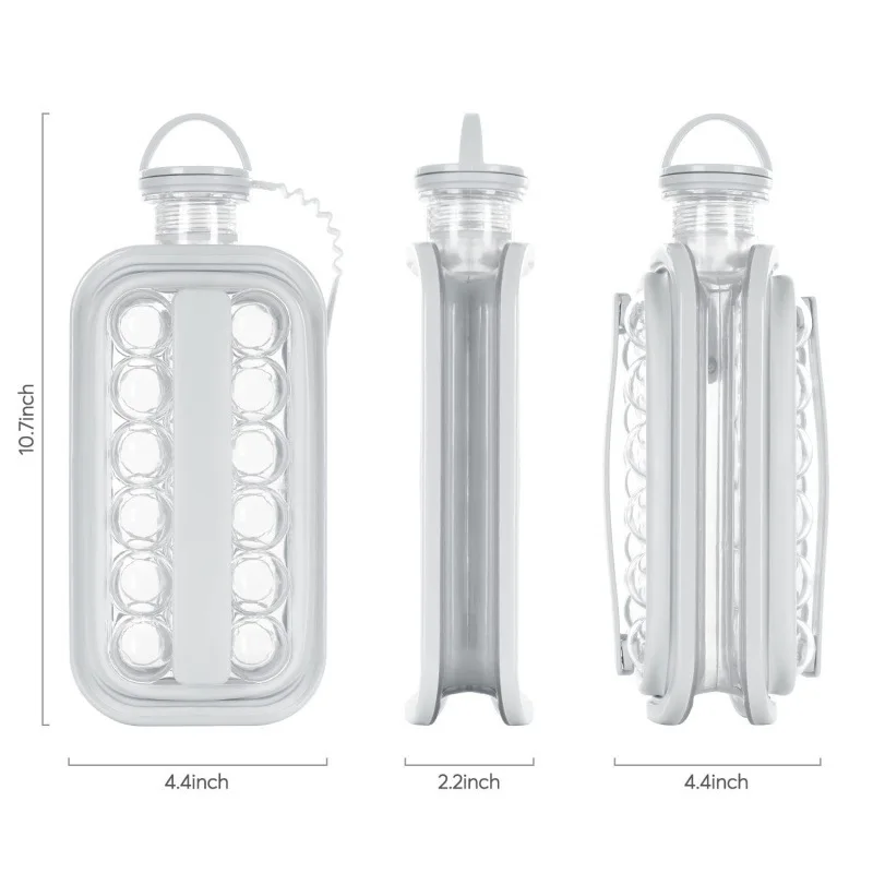 new Portable ice making ball pot 2-in-1 water bottle ice grid pot ice cube maker silicone spherical grinding tool container