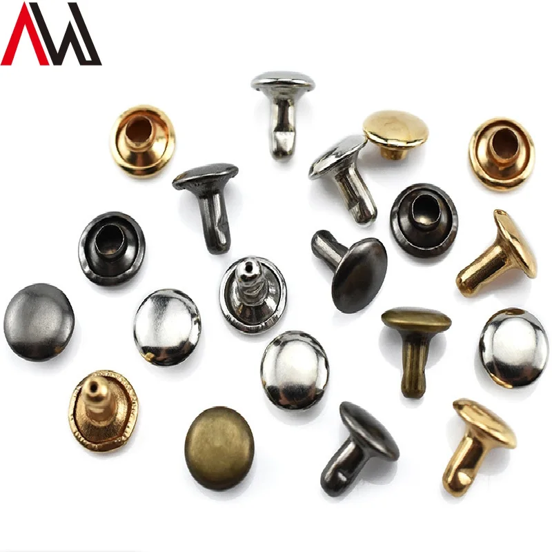 Double Cap Rivets Skull Punk Leather 8mm 9mm 304Ss Brass Rainbow Female Stainless Steel Double Cap Rivets