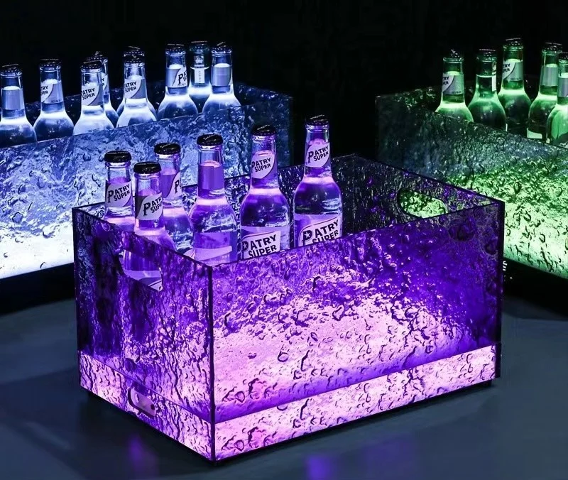 luminous rgb colors changing led beer cooler ice bucket with led light for 24 beer