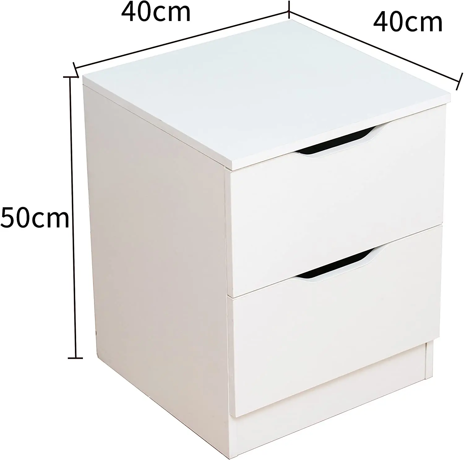 Home Wooden Furniture 2-Drawer White Wood Bedside Table Night Stand Cabinet Chest of 2 Drawers