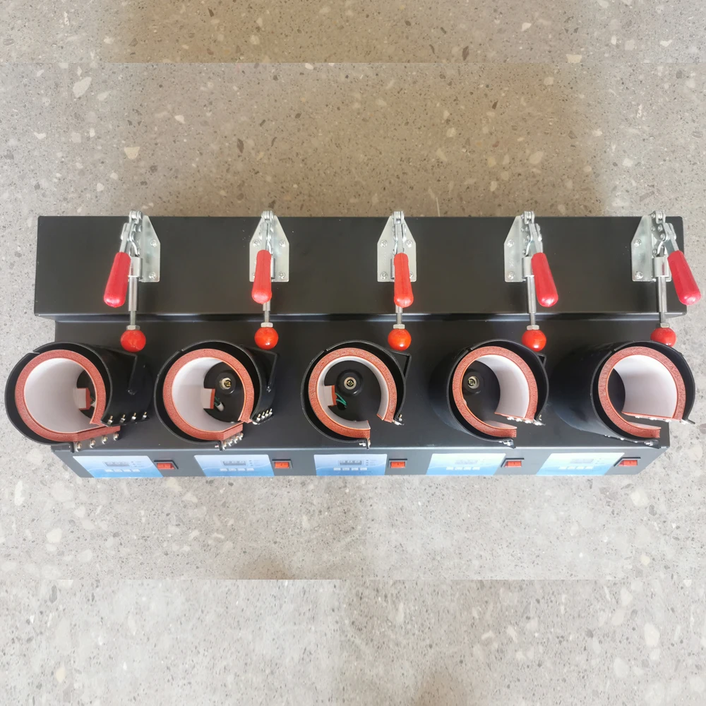 New 5 Control Boxes 5 in 1 Mug Heat Press Machine Digital Mug Printing Machine with Cutter and Tape Dispenser