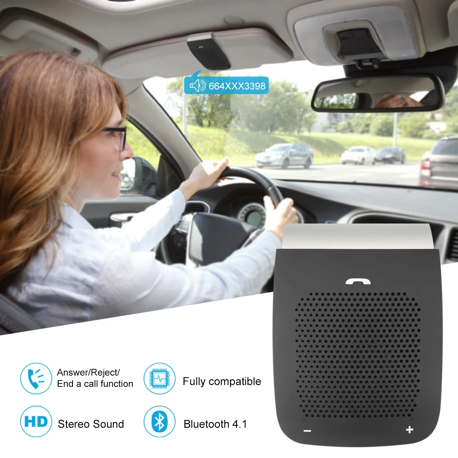 Kinlan Portable Tws Speaker Hands Free Wireless Car Speakers Wireless Bluetooth Speaker With Clip Design Wireless Bt Car Kits
