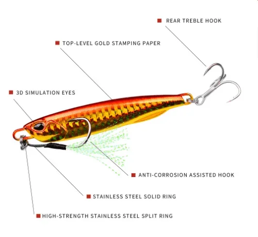 Factory High Quality 10g15g20g30g40g50g60g Lead Fishing Baits Metal Jig Lure Luminous Fishing Lure Hard Slow Jigbait Lure